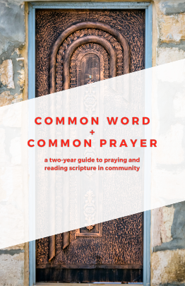 Cover image of Common Word and Common Pray guide showing carved door