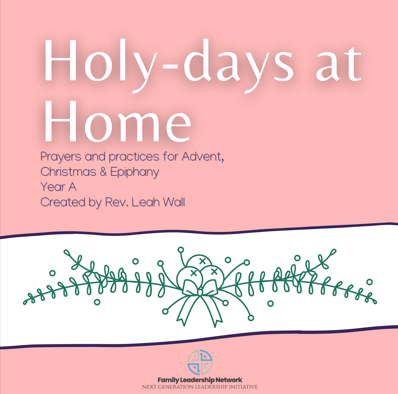 Pink cover image of booklet with greenery