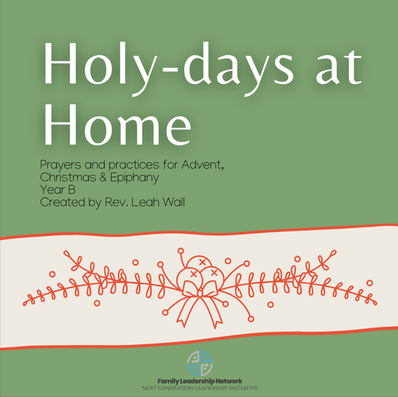 Green cover image of booklet with red greenery design